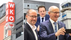 Das Wirtschaftsparlament der WK Tirol ist „dunkelschwarz“. Beim Flughafen-Jubiläumsfest glänzten Gerber, Zumtobel und Mattle durch Abwesenheit. (Bild: Christof Birbaumer, Krone KREATIV)